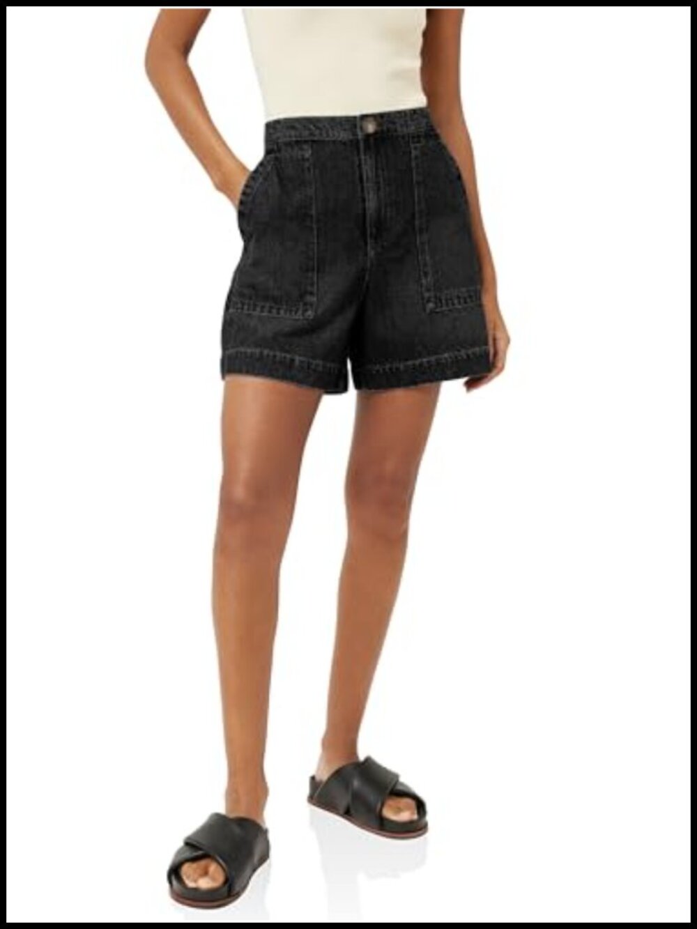 High Waisted Wide Leg Denim Shorts Drawstring Waist Casual Summer Jean Shorts
